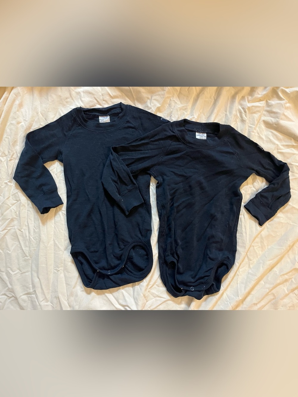 Set of Polarn O. Pyret merino wool bodysuits 1-2Y navy blue